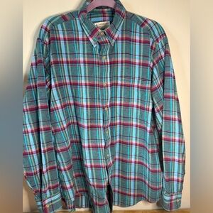 London Fog Blue and Red Plaid Button-Down Shirt